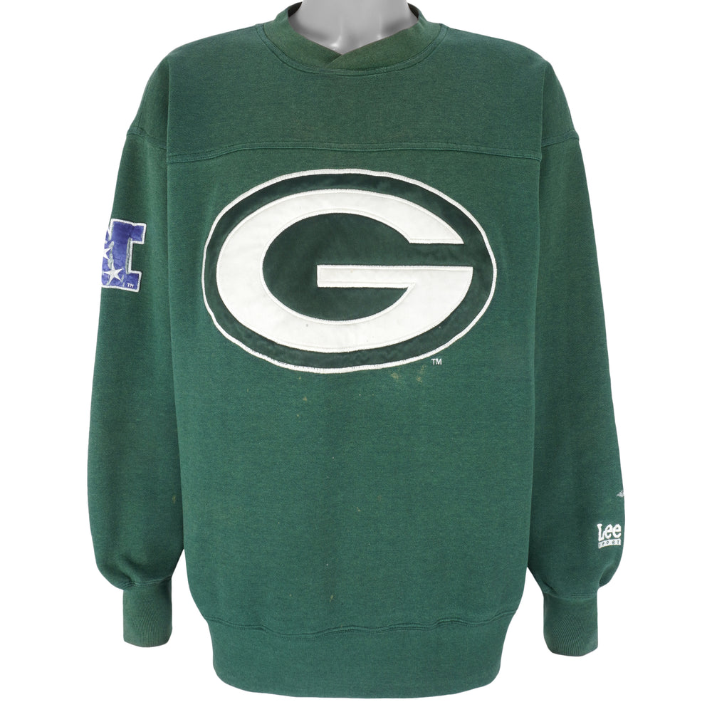 NFL (Lee) - Green Bay Packers Embroidered Crew Neck Sweatshirt 1990s Large Vintage Retro Football