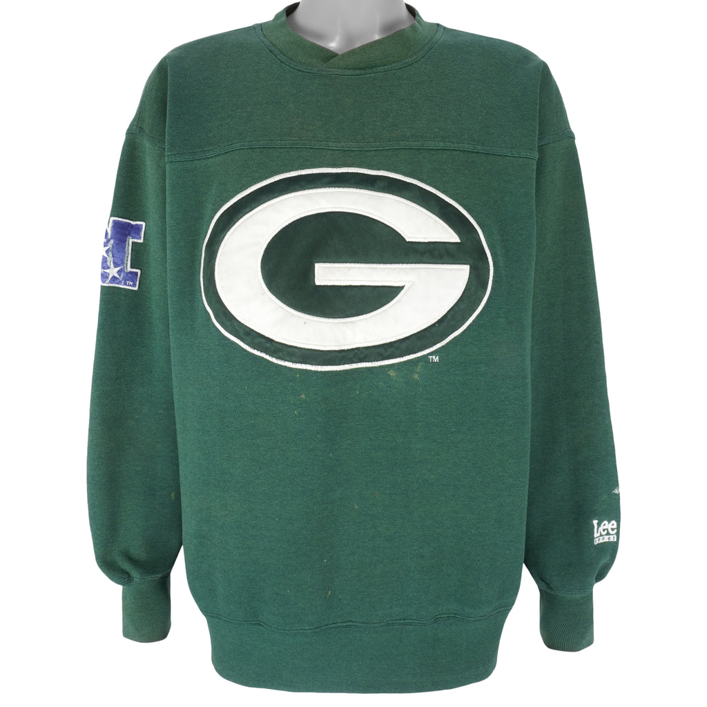 NFL (Lee) - Green Bay Packers Embroidered Crew Neck Sweatshirt 1990s Large Vintage Retro Football