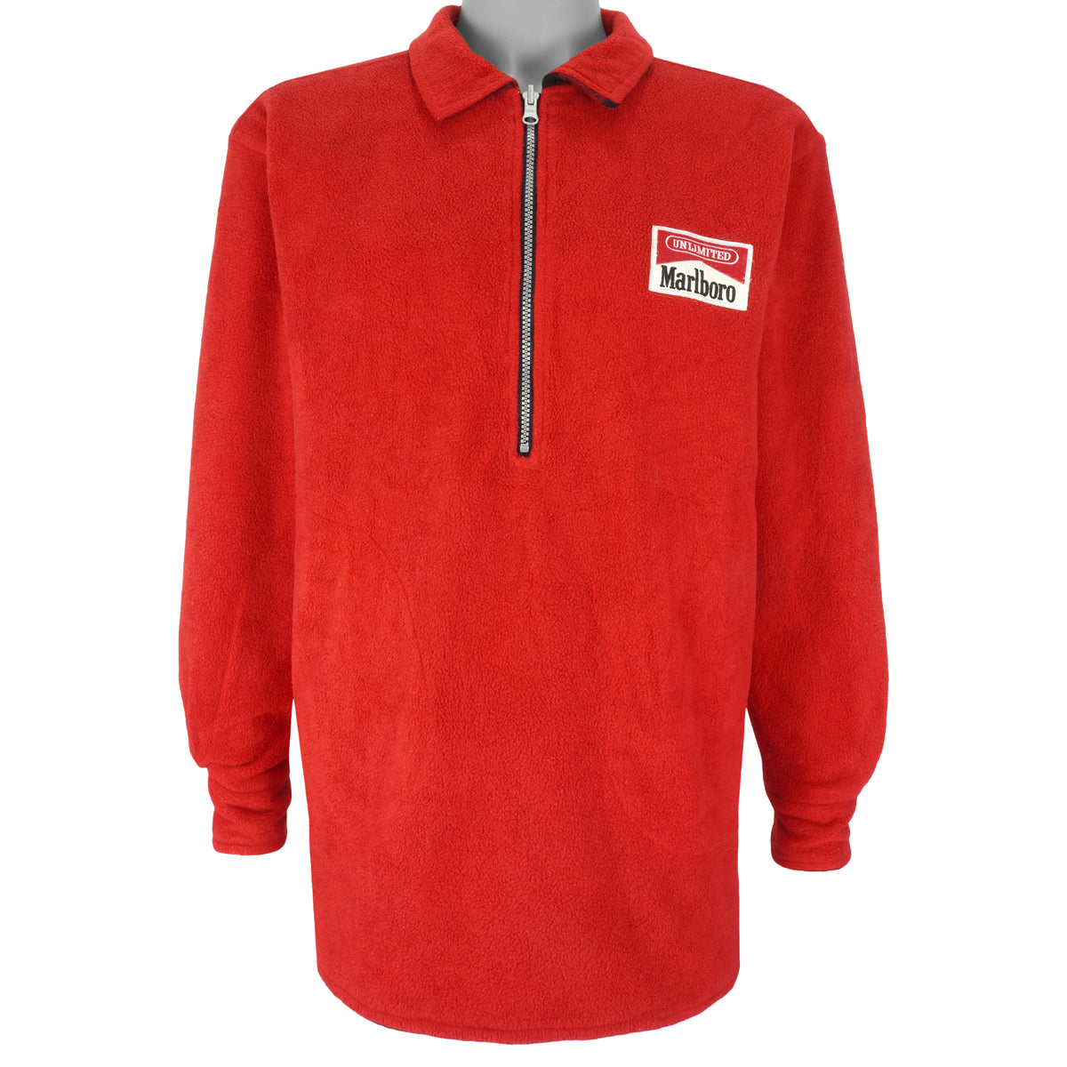 Vintage (Marlboro) - Plaid & Red 1/4 Zip Reversible Sweatshirt 1990s Small Vintage Retro