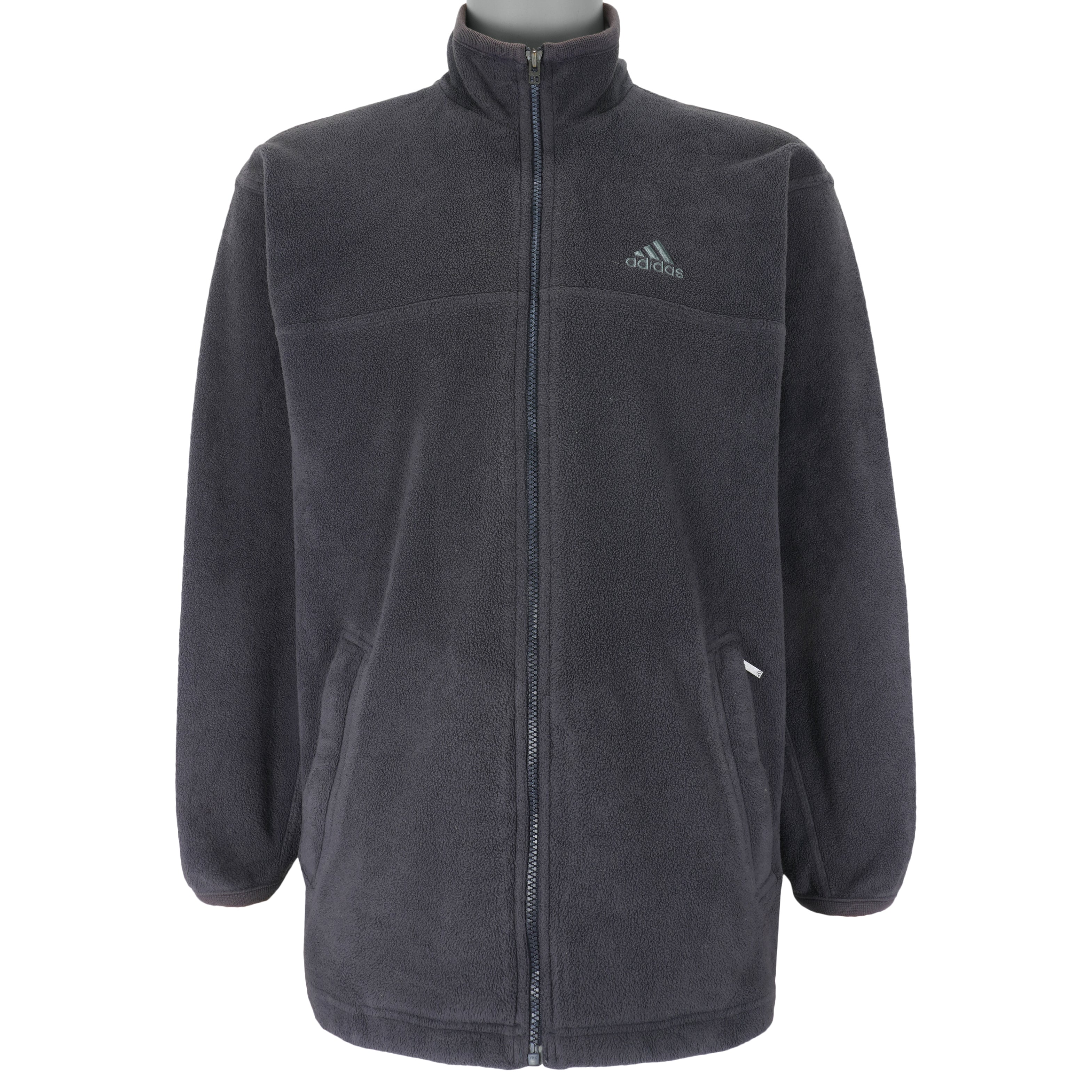 Adidas - Embroidered Zip-Up Fleece Jacket 1990s Small Vintage Retro