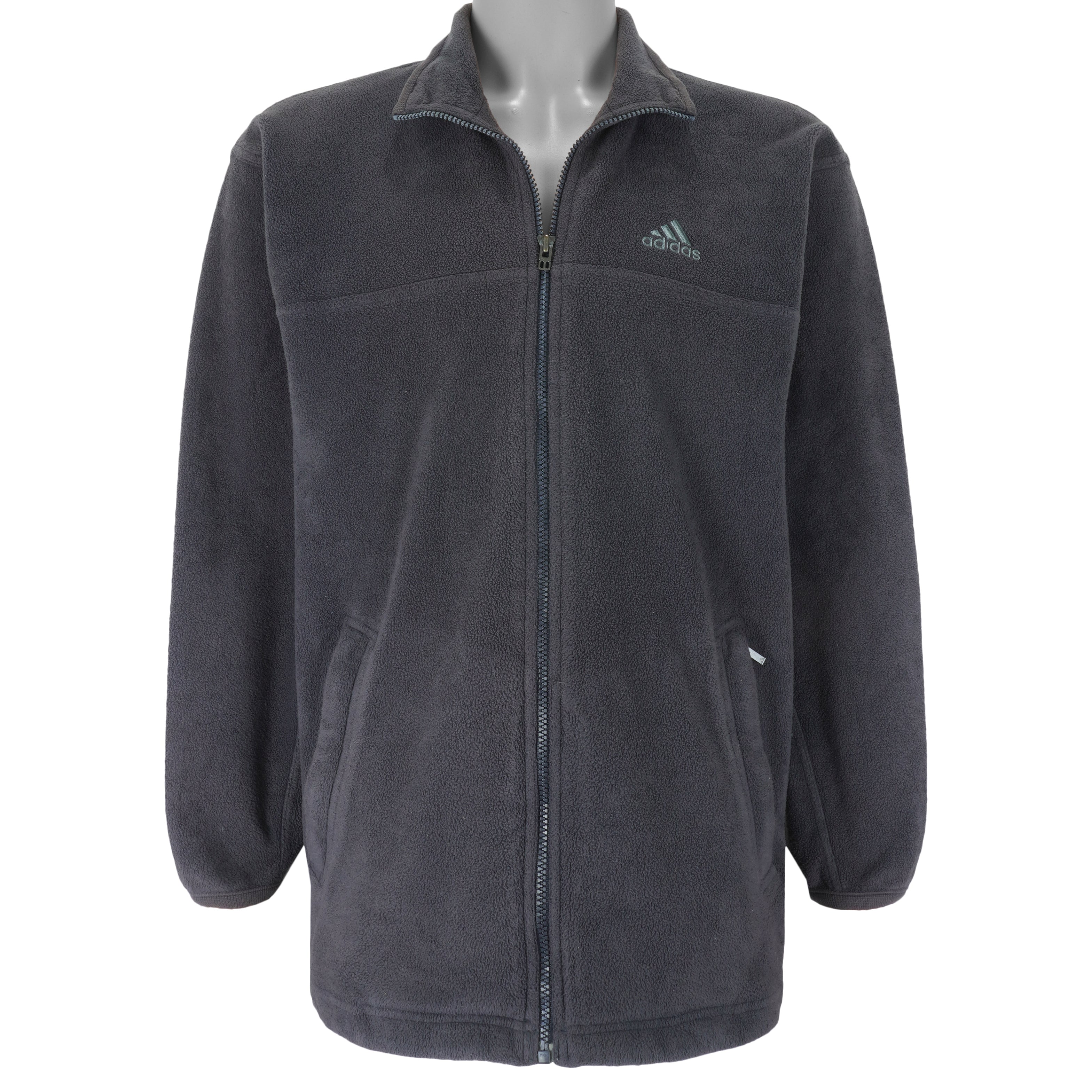 Adidas - Embroidered Zip-Up Fleece Jacket 1990s Small Vintage Retro