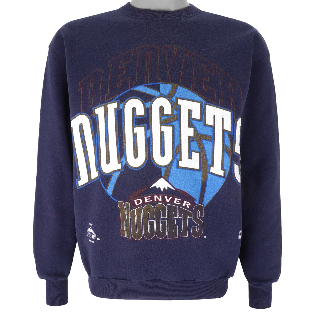 NBA (Artex) - Denver Nuggets Crew Neck Sweatshirt 1990s Large Vintage Retro Basketball
