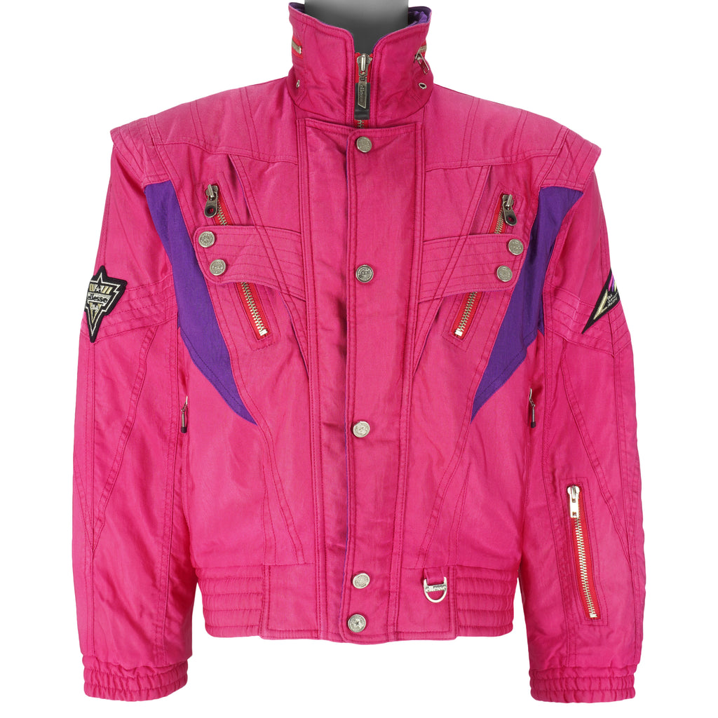 Ellesse - Pink Zip & Button-Up Jacket 1990s Medium Vintgae Retro