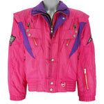 Ellesse - Pink Zip & Button-Up Jacket 1990s Medium Vintgae Retro
