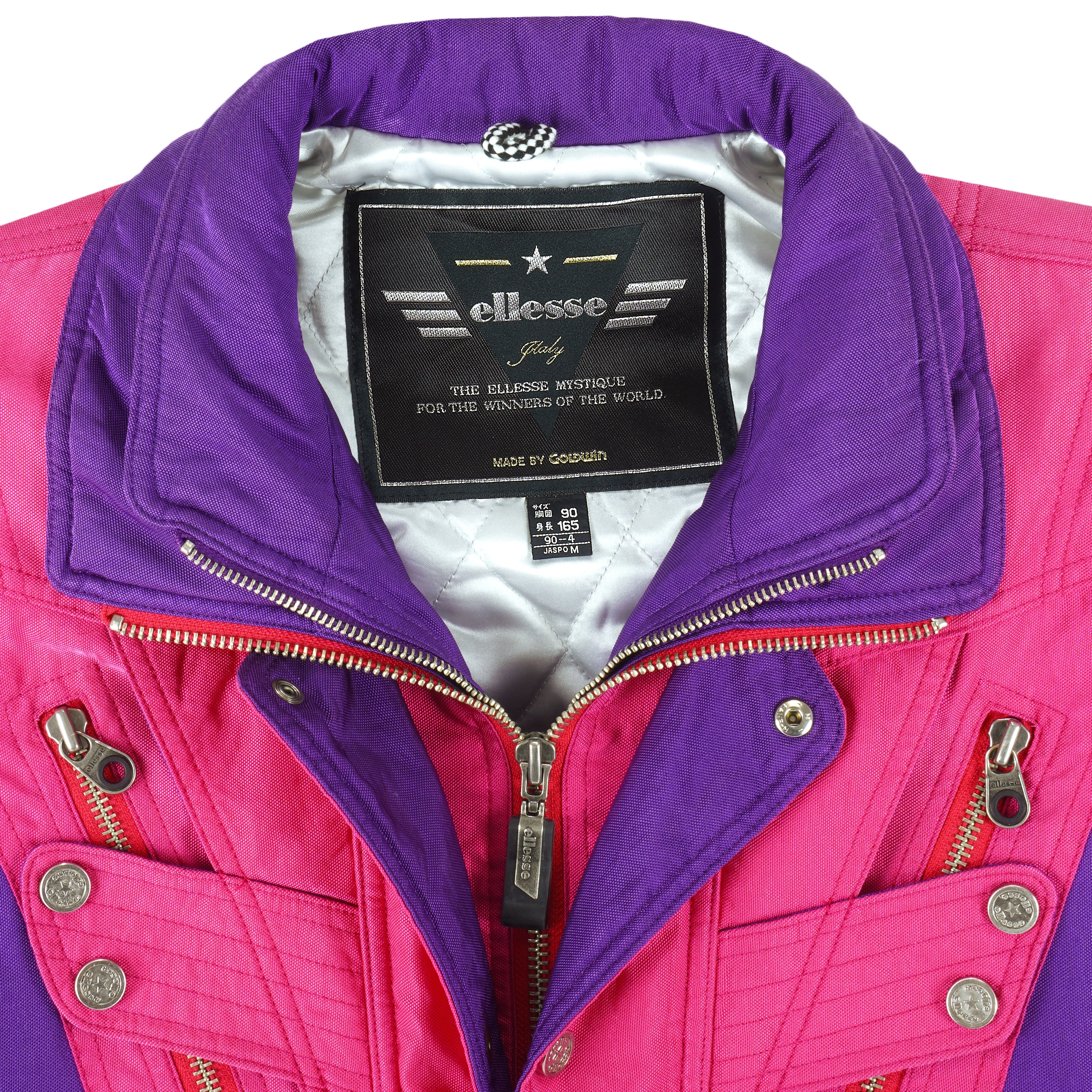 Ellesse - Pink Zip & Button-Up Jacket 1990s Medium Vintgae Retro