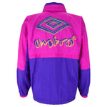 Umbro - Pink & Blue Zip-Up Windbreaker 1990s Medium Vintage Retro