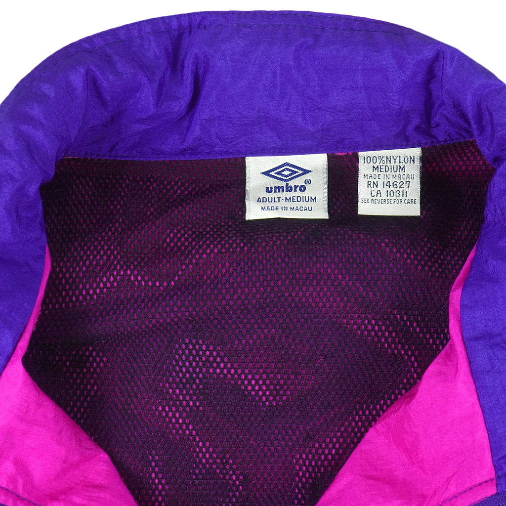Umbro - Pink & Blue Zip-Up Windbreaker 1990s Medium Vintage Retro