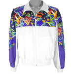 Ellesse - White Patterned Windbreaker 1990s X-Large Vintage Retro