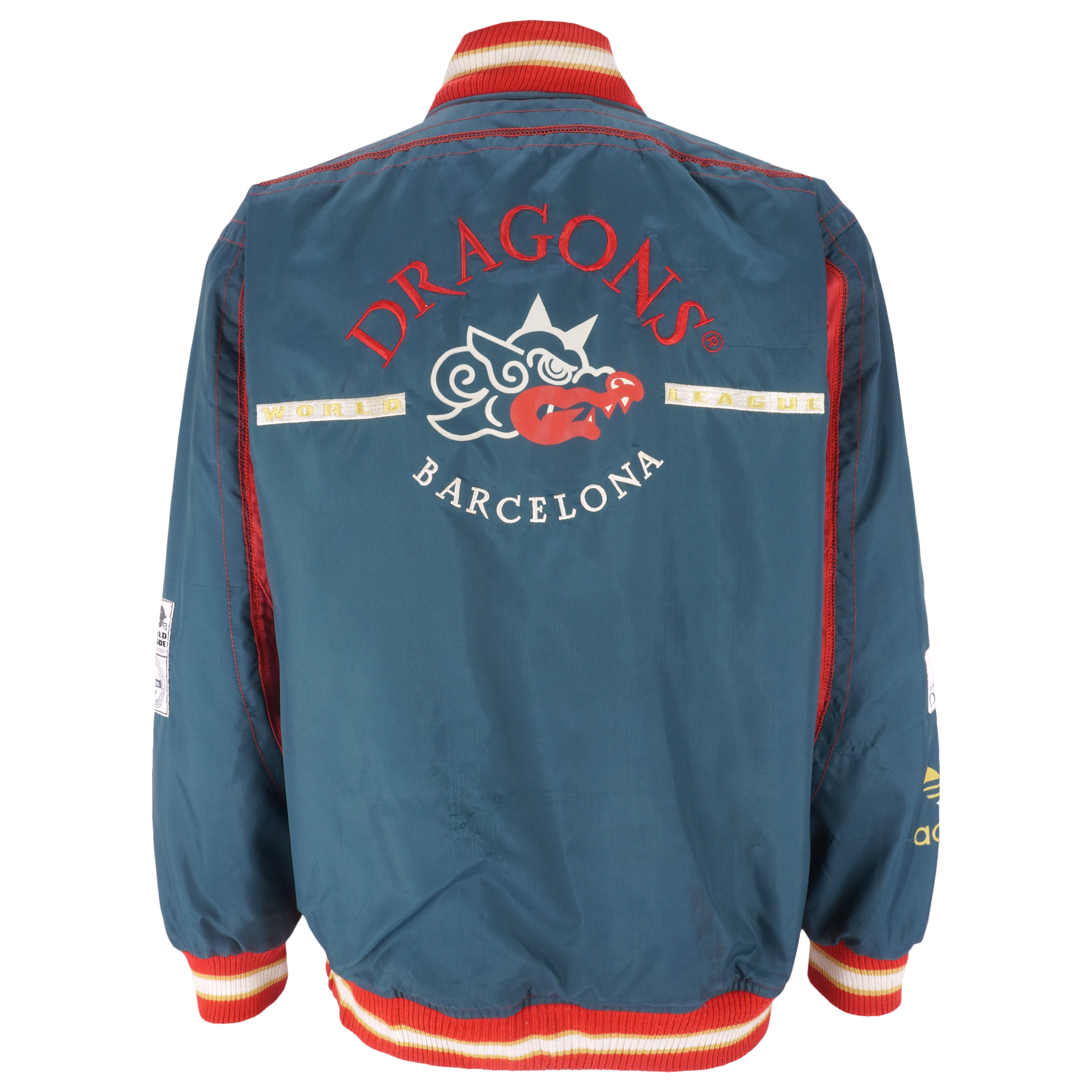 Adidas - Dragons Barcelona NFL Europe Embroidered Jacket 1990s Large Vintage Retro Football