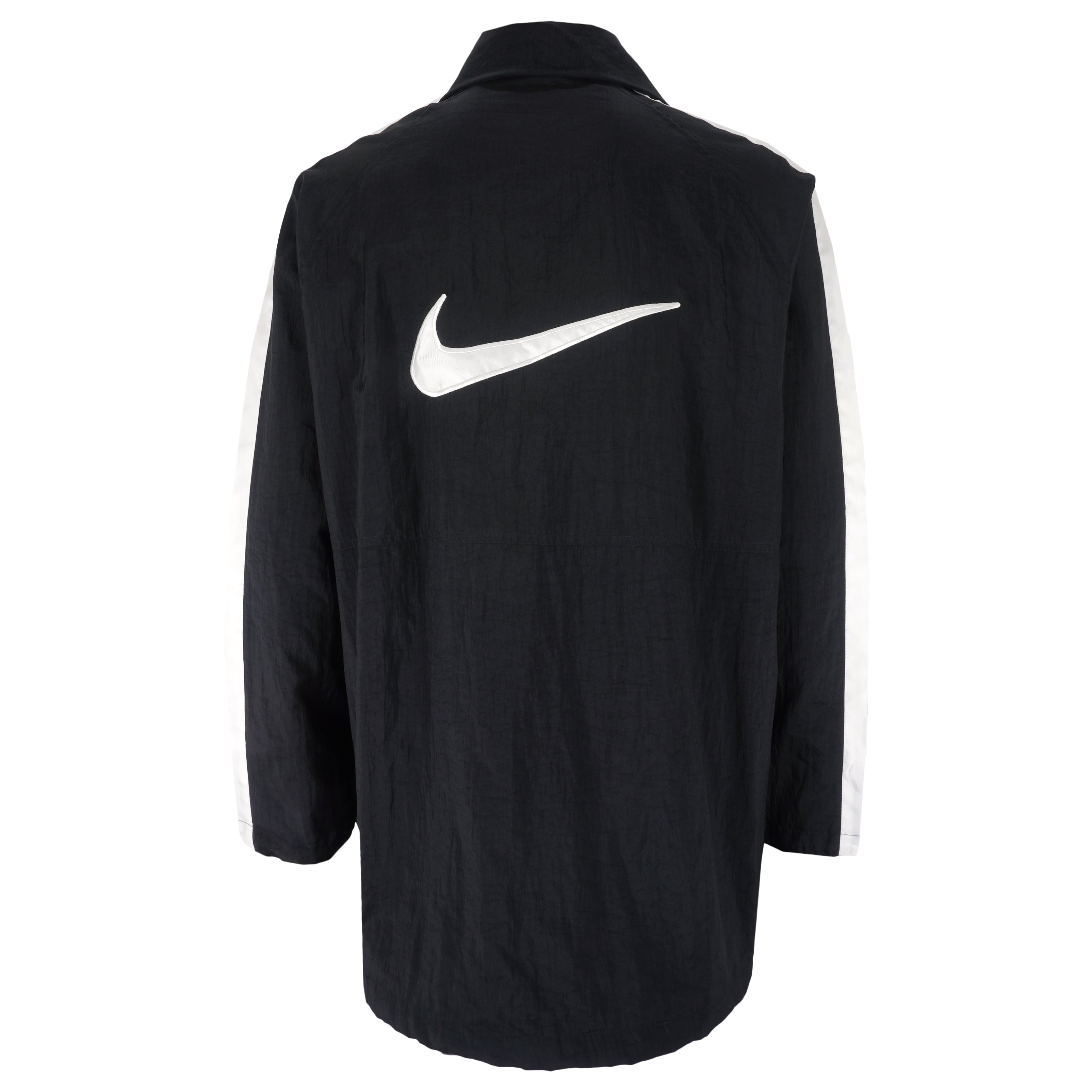 Nike - ฺBlack Zip-Up Big Logo Windbreaker 1990s Large Vintage Retro