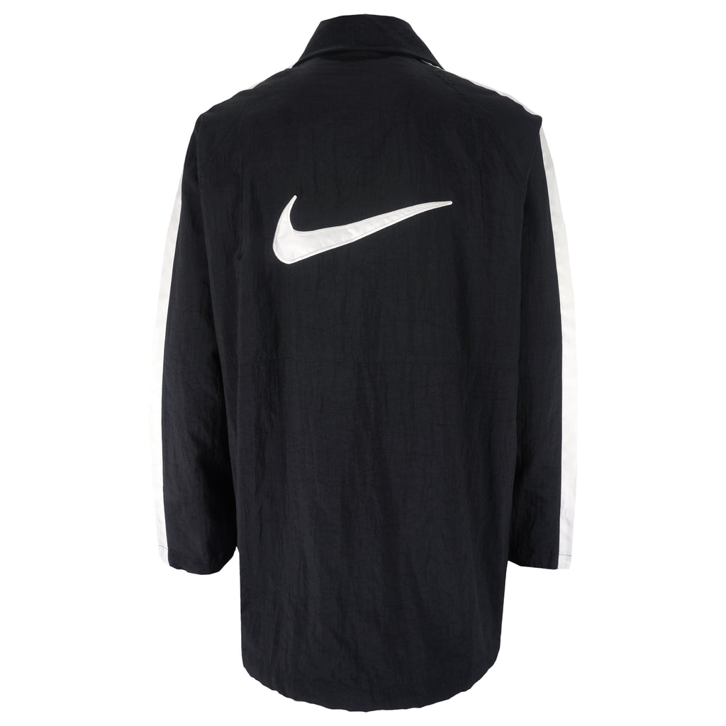 Nike - ฺBlack Zip-Up Big Logo Windbreaker 1990s Large Vintage Retro