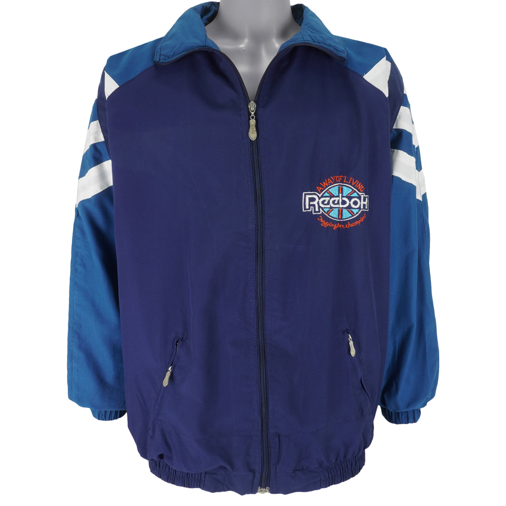 Reebok - Blue Big Logo Windbreaker 1990s X-Large Vintage Retro