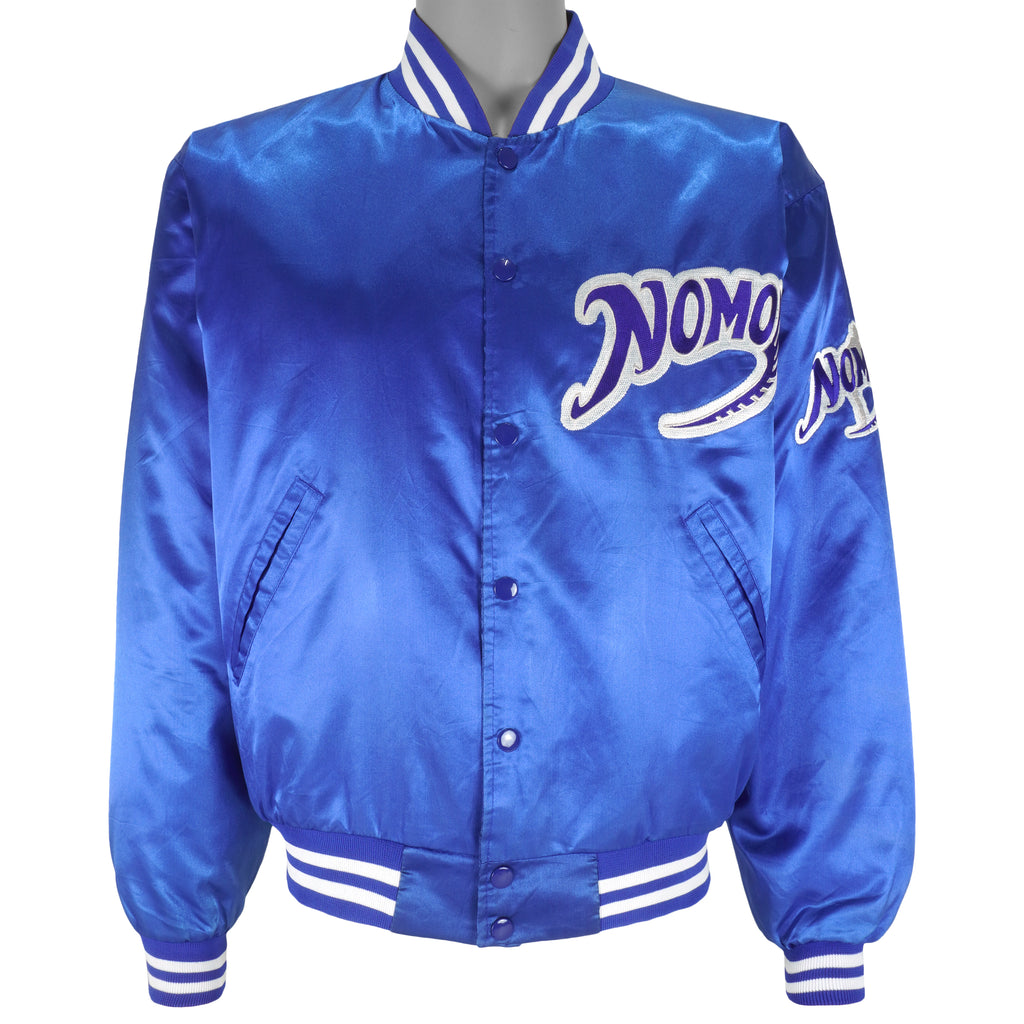 MLB (Toyota) - Dodgers Hideo Nomo Button-Up Satin Jacket 1990s Large Vintage Retro Baseball