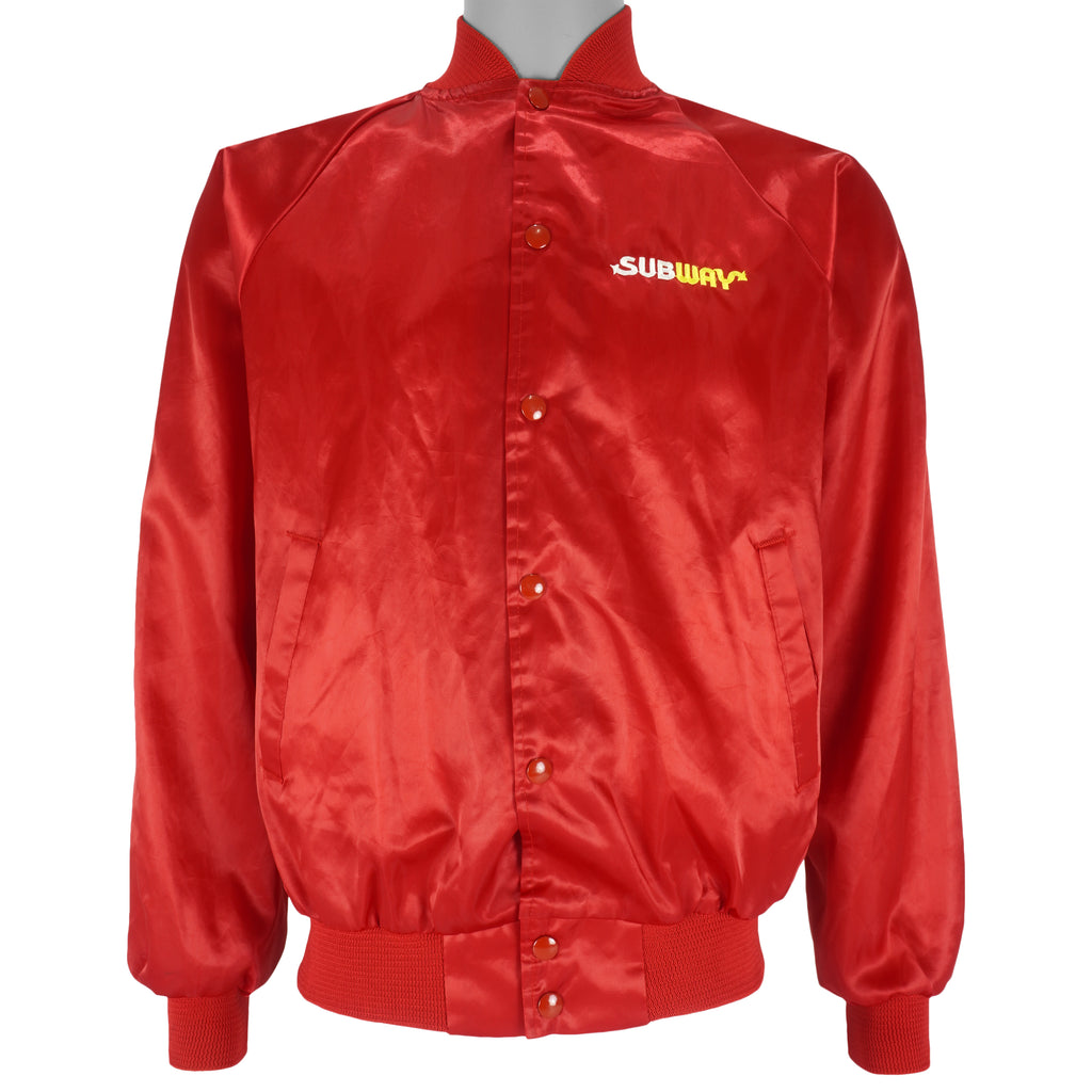 Vintage (Aubura) - Red Subway Satin Jacket 1990s Medium Vintage Retro