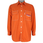 Vintage - Orange Budweiser Long Sleeved Shirt 1990s Medium Vintage Retro