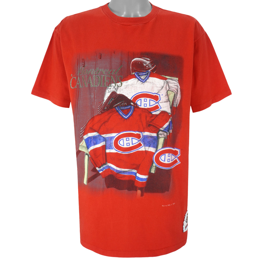NHL (Nutmeg) - Montreal Canadiens T-Shirt 1990s Large Vintage Retro Hockey