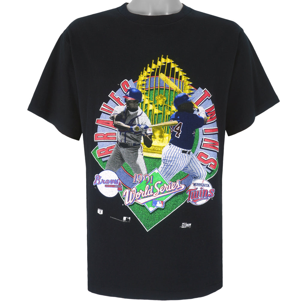 MLB (Salem) - World Series Champs Twins VS Braves T-Shirt 1991 Large Vintage Retro Baseball