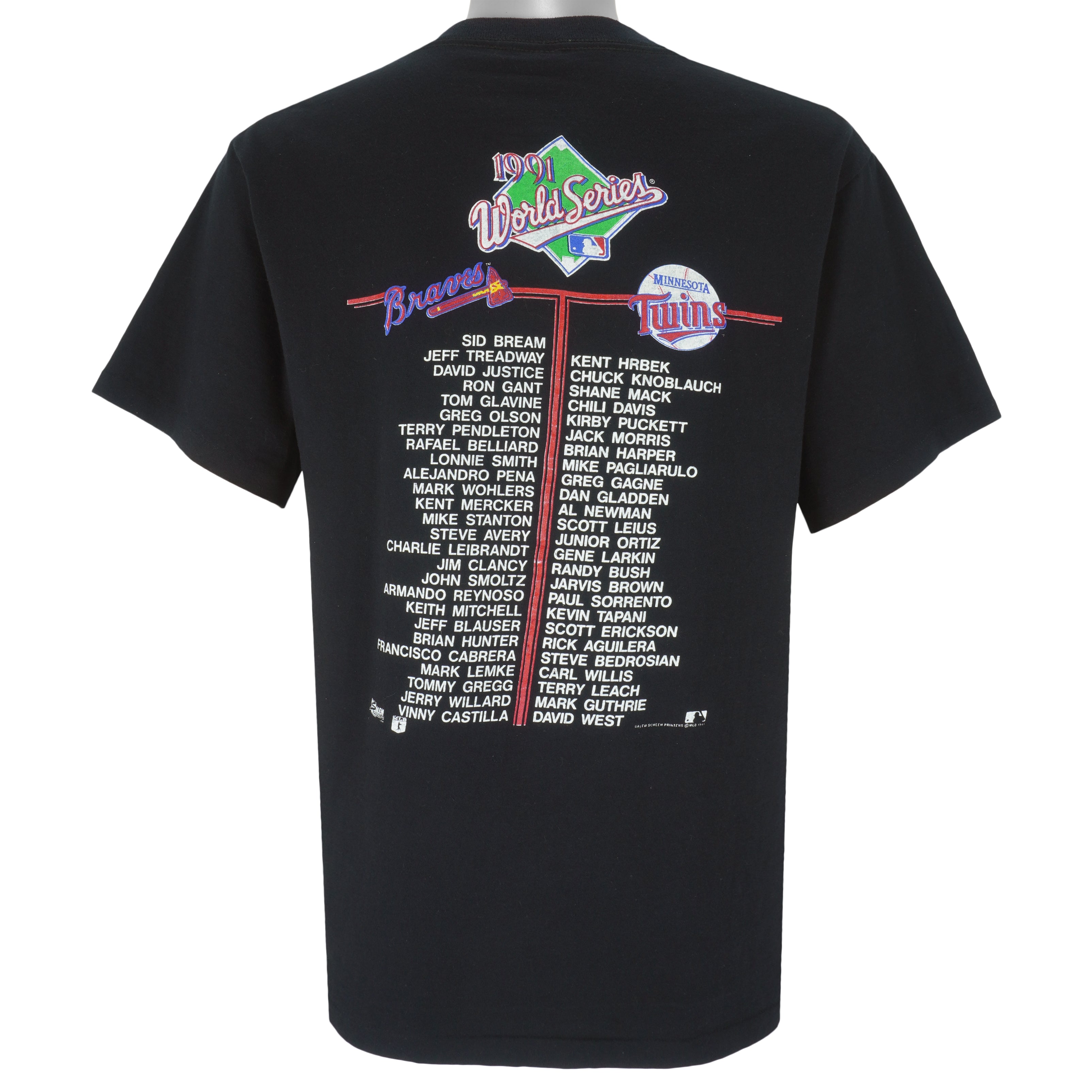 MLB (Salem) - World Series Champs Twins VS Braves T-Shirt 1991 Large Vintage Retro Baseball