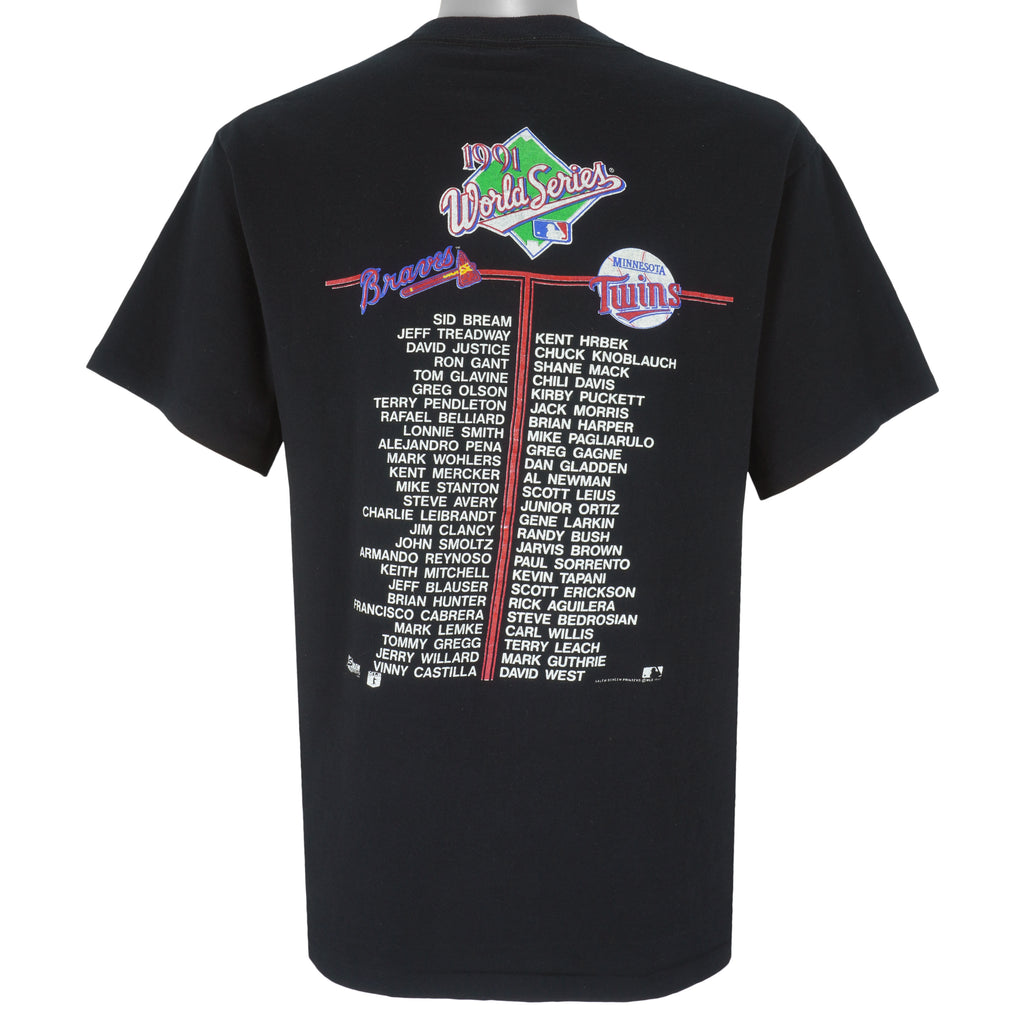 MLB (Salem) - World Series Champs Twins VS Braves T-Shirt 1991 Large Vintage Retro Baseball