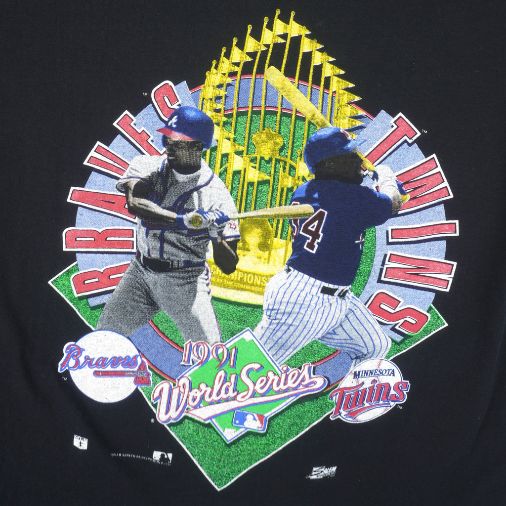 MLB (Salem) - World Series Champs Twins VS Braves T-Shirt 1991 Large Vintage Retro Baseball