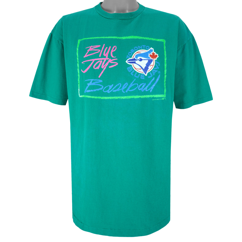 MLB (Waves) - Green Toronto Blue Jays T-shirt 1990 X-Large Vintage Retro Baseball