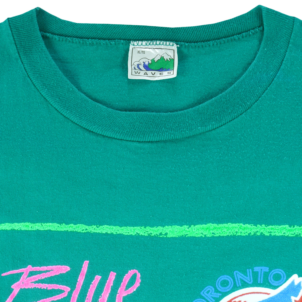 MLB (Waves) - Green Toronto Blue Jays T-shirt 1990 X-Large Vintage Retro Baseball