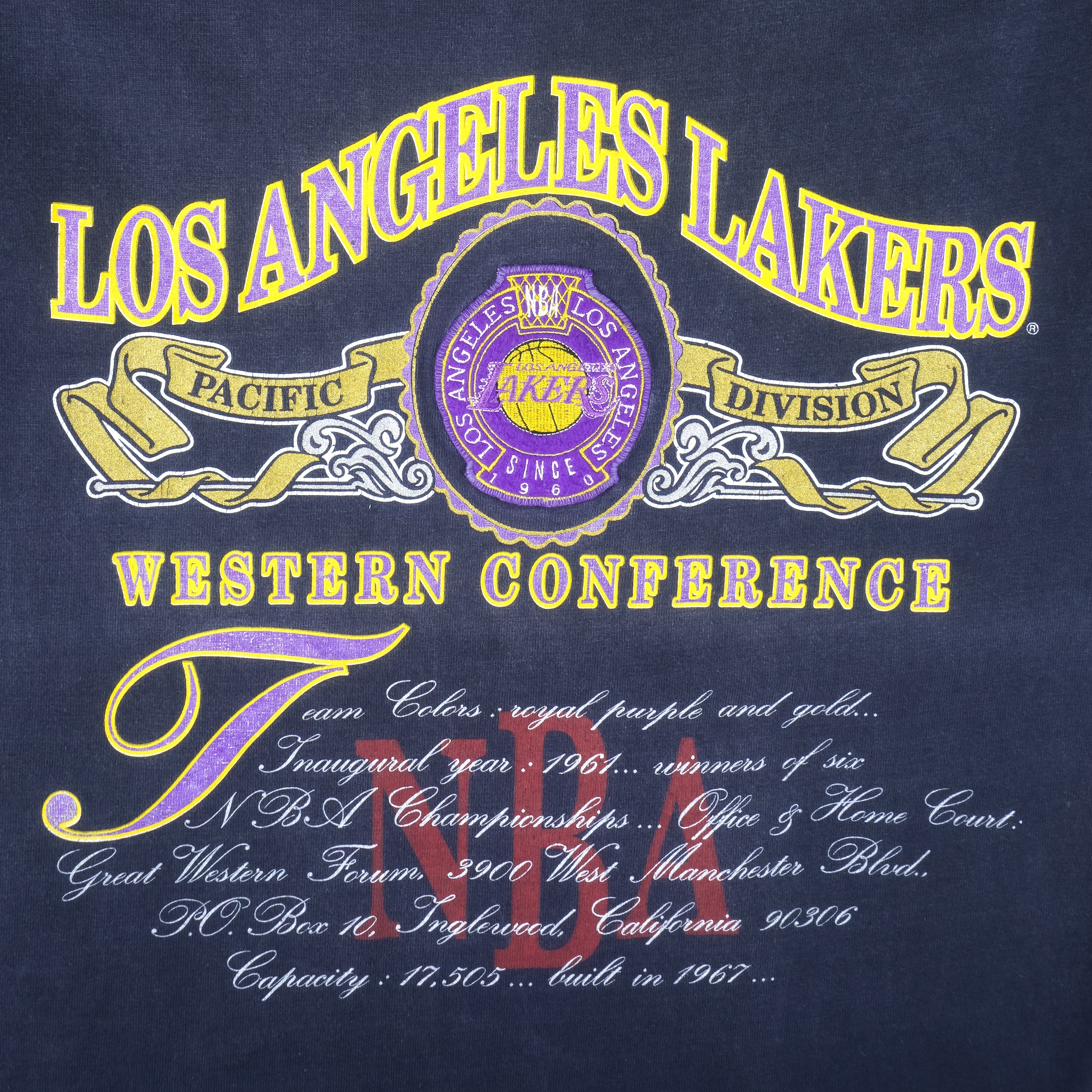 Vintage Nike NBA Los Angeles Lakers Hoodie Sweatshirt Size XL 1990s