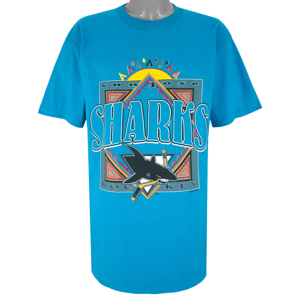 NHL (Competitor) - San Jose Sharks Big Logo T-Shirt 1994 X-Large Vintage Retro Hockey