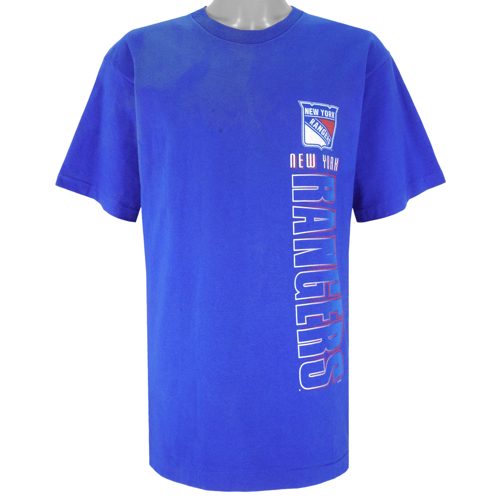 NHL (Salem) - Blue New York Rangers Big logo T-Shirt 1990s Large Vintage Retro Hockey