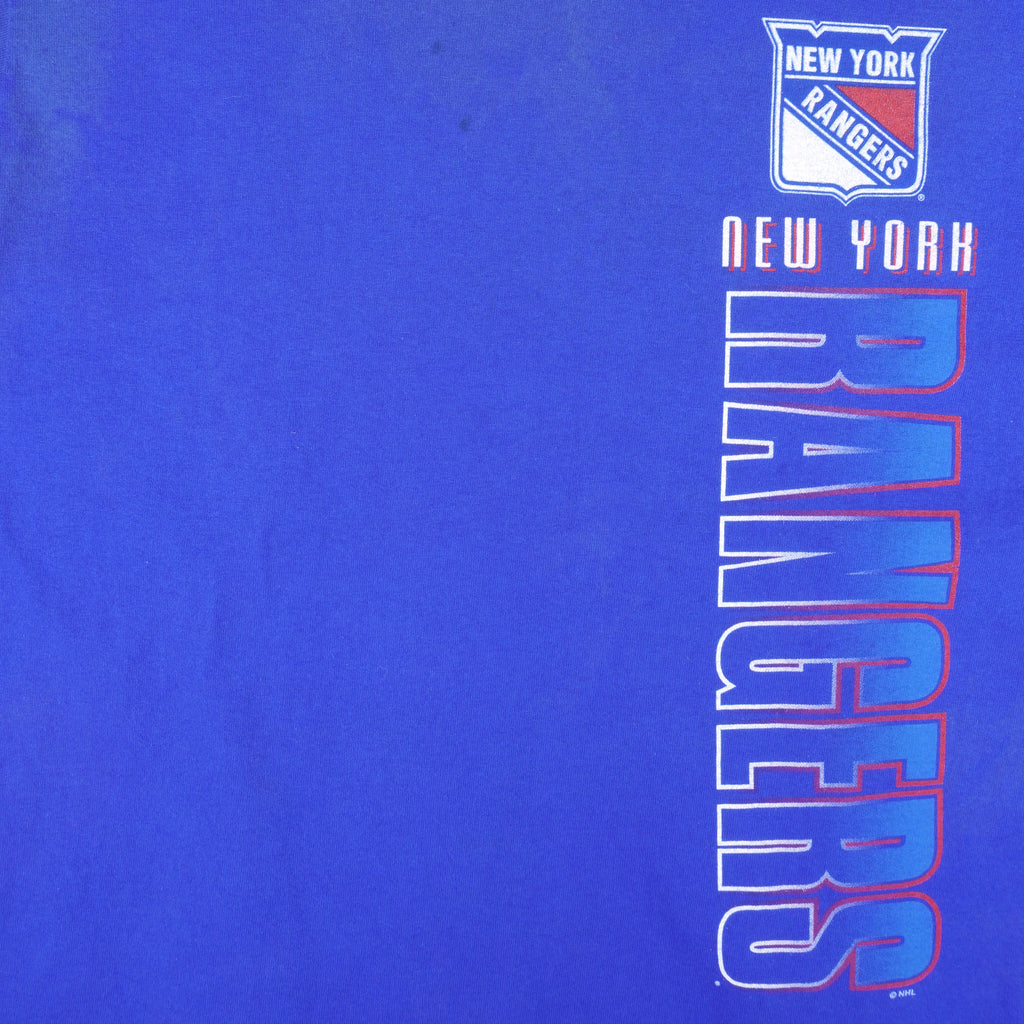 NHL (Salem) - Blue New York Rangers Big logo T-Shirt 1990s Large Vintage Retro Hockey