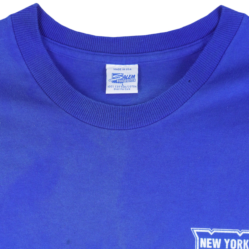 NHL (Salem) - Blue New York Rangers Big logo T-Shirt 1990s Large Vintage Retro Hockey