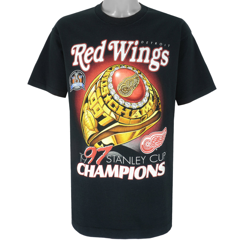 NHL (Pro Player) - Detroit Red Wings Championship Ring T-Shirt 1997 Large Vintage Retro Hockey