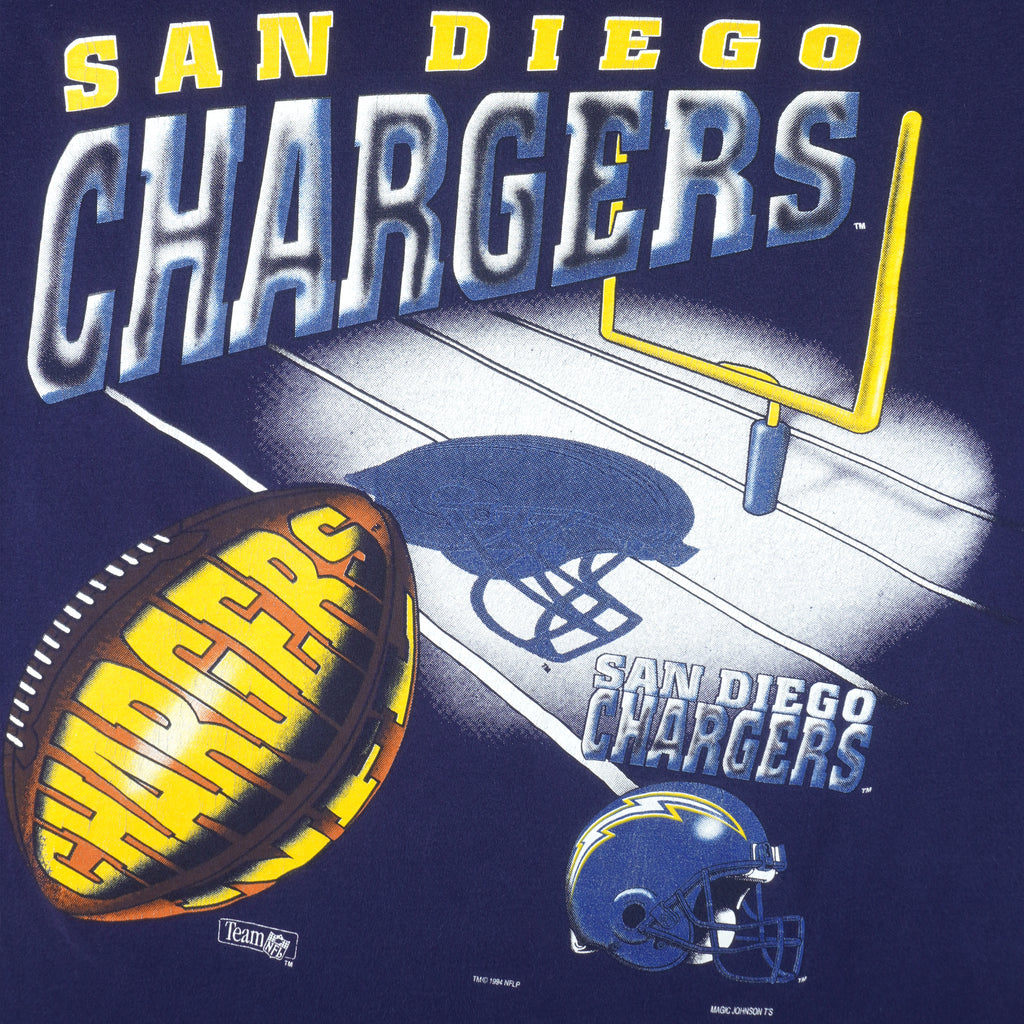 NFL (Magic Johnson T's) - Blue San Diego Chargers T-Shirt 1994 Large