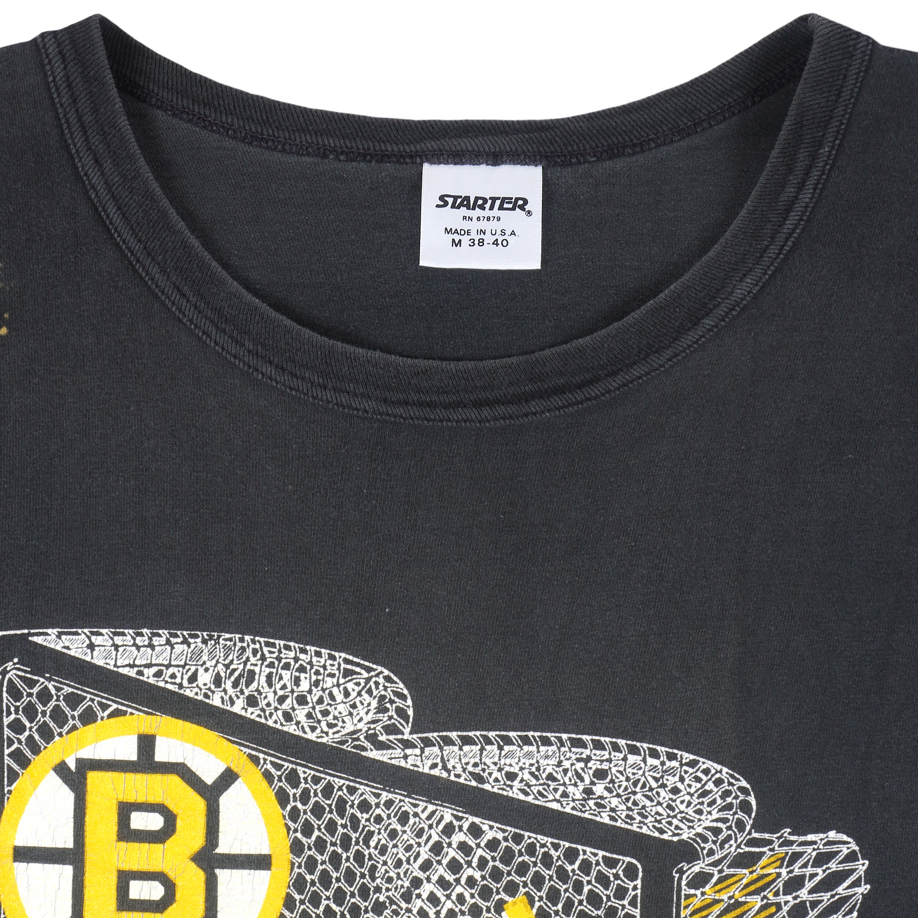 Starter - Boston Bruins Big Logo T-Shirt 1989 Medium Vintage Retro Hockey
