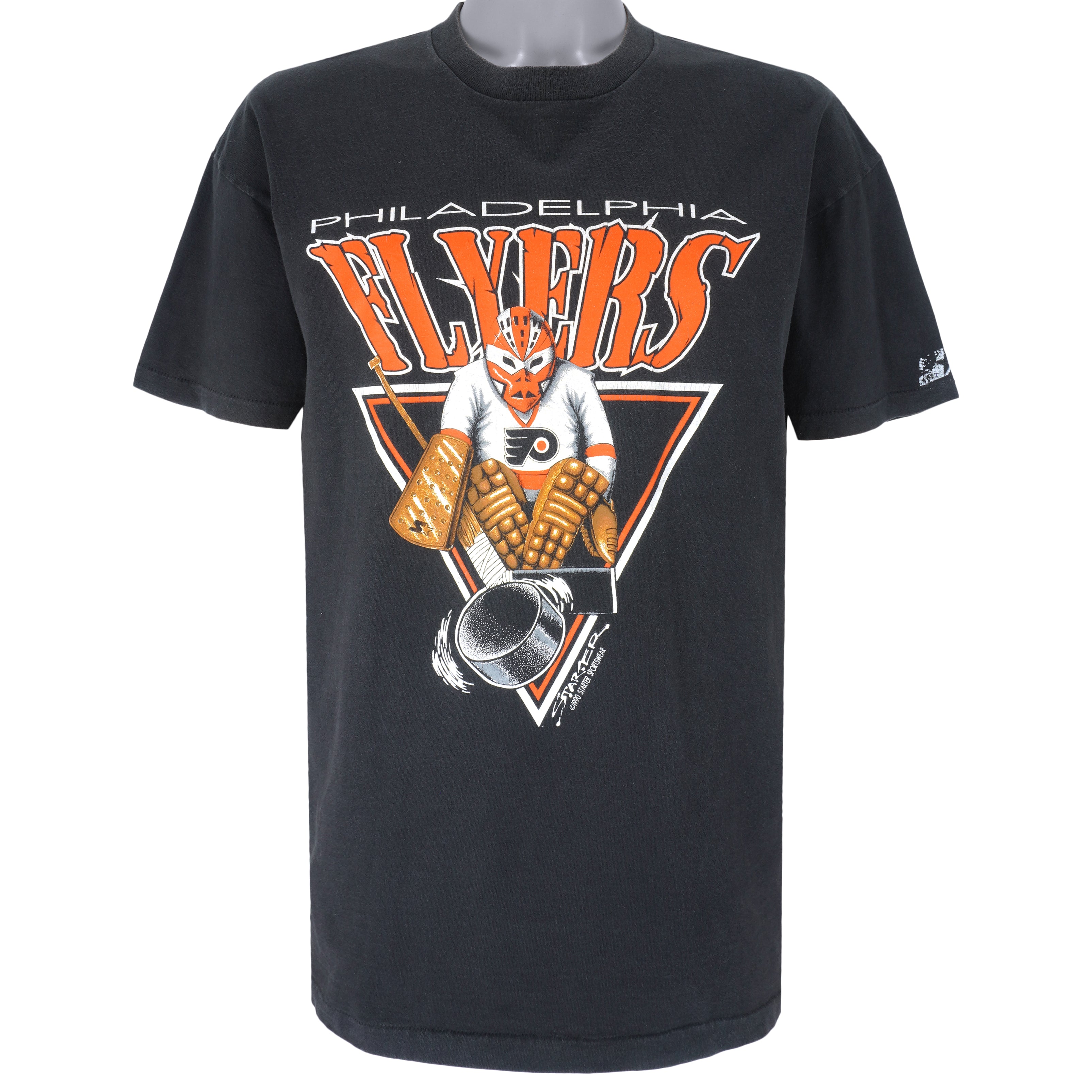 Starter - Black Philadelphia Flyers T-Shirt 1990 X-Large Vintage Retro Hockey
