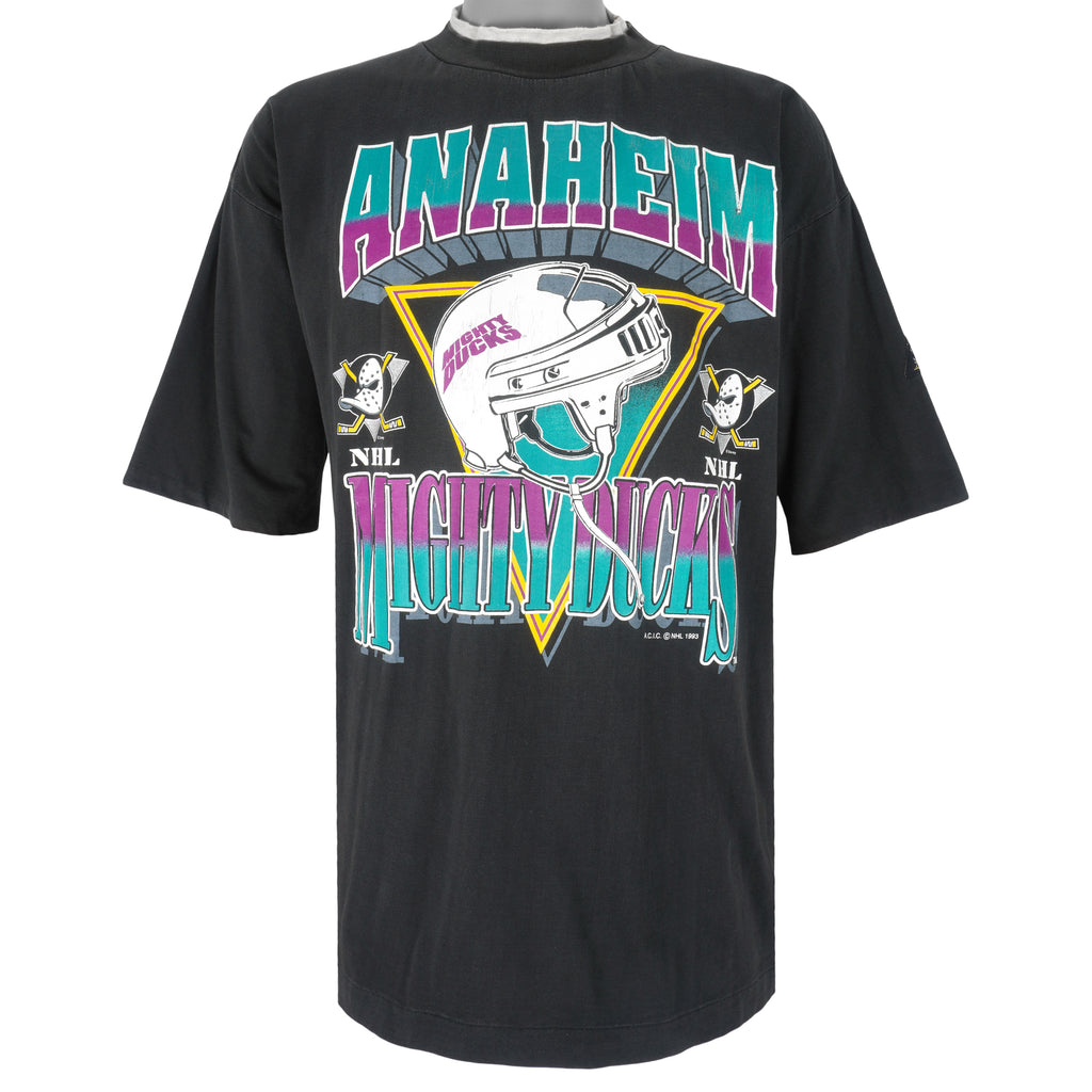 NHL (Softwear) - Anaheim Mighty Ducks Big Logo T-Shirt 1993 Large Vintage Retro Hockey