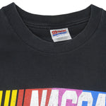 NASCAR (Hanes) - Black Motorsport Racing T-Shirt 1990s Large Vintage Retro