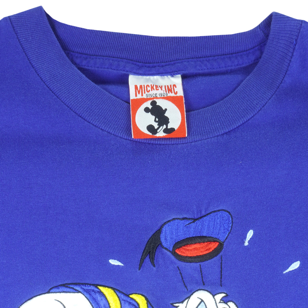 Disney (Mickey Inc) - Donald Duck Embroidered T-Shirt 1990s X-Large Vintage Retro