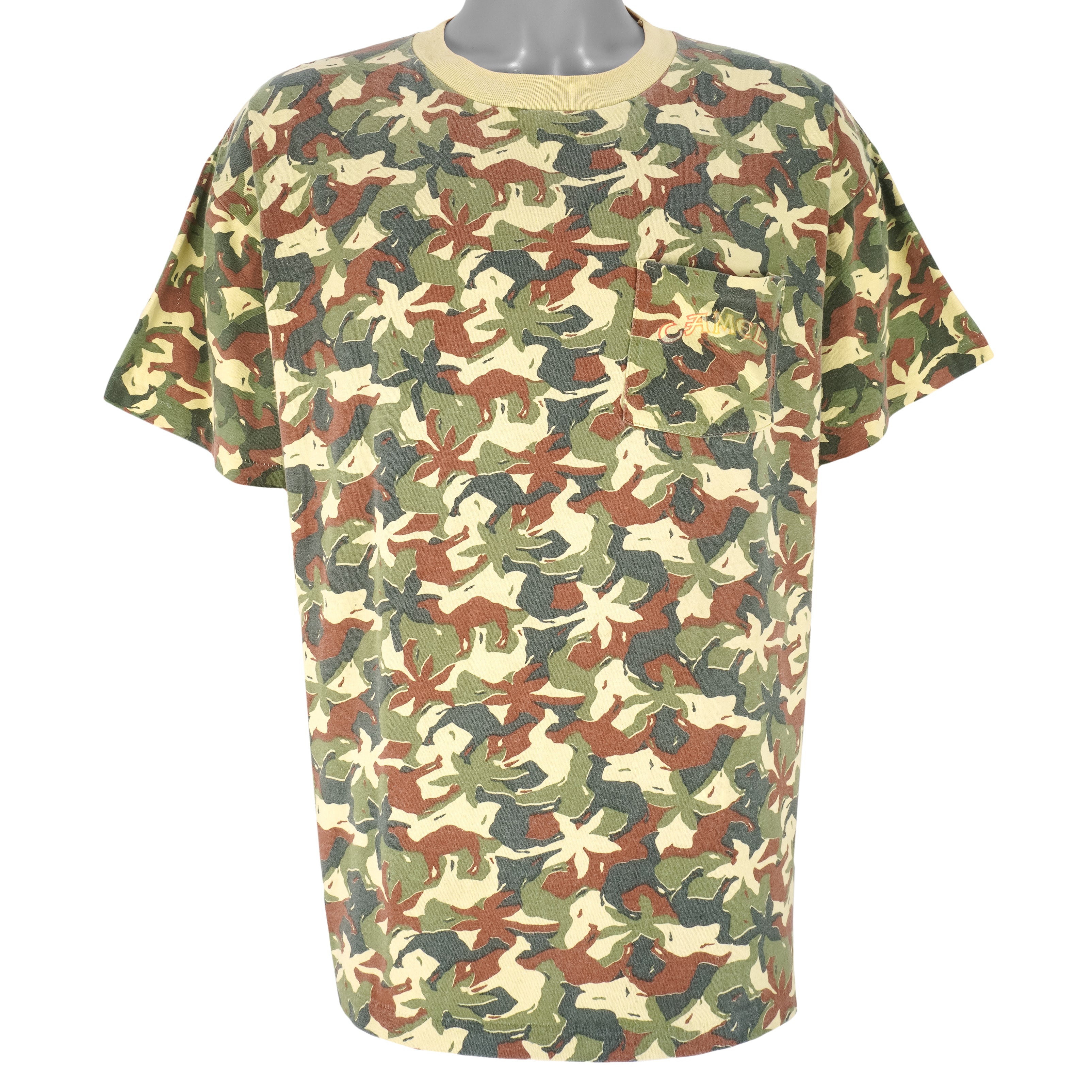 Vintage (Camel) - Joe Camel in Camouflage T-Shirt 1990s X-Large Retro