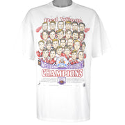 NHL (Hanes) - Red Wings Stanley Cup Champions Caricature T-Shirt 1997 X-Large Vintage Retro Hockey