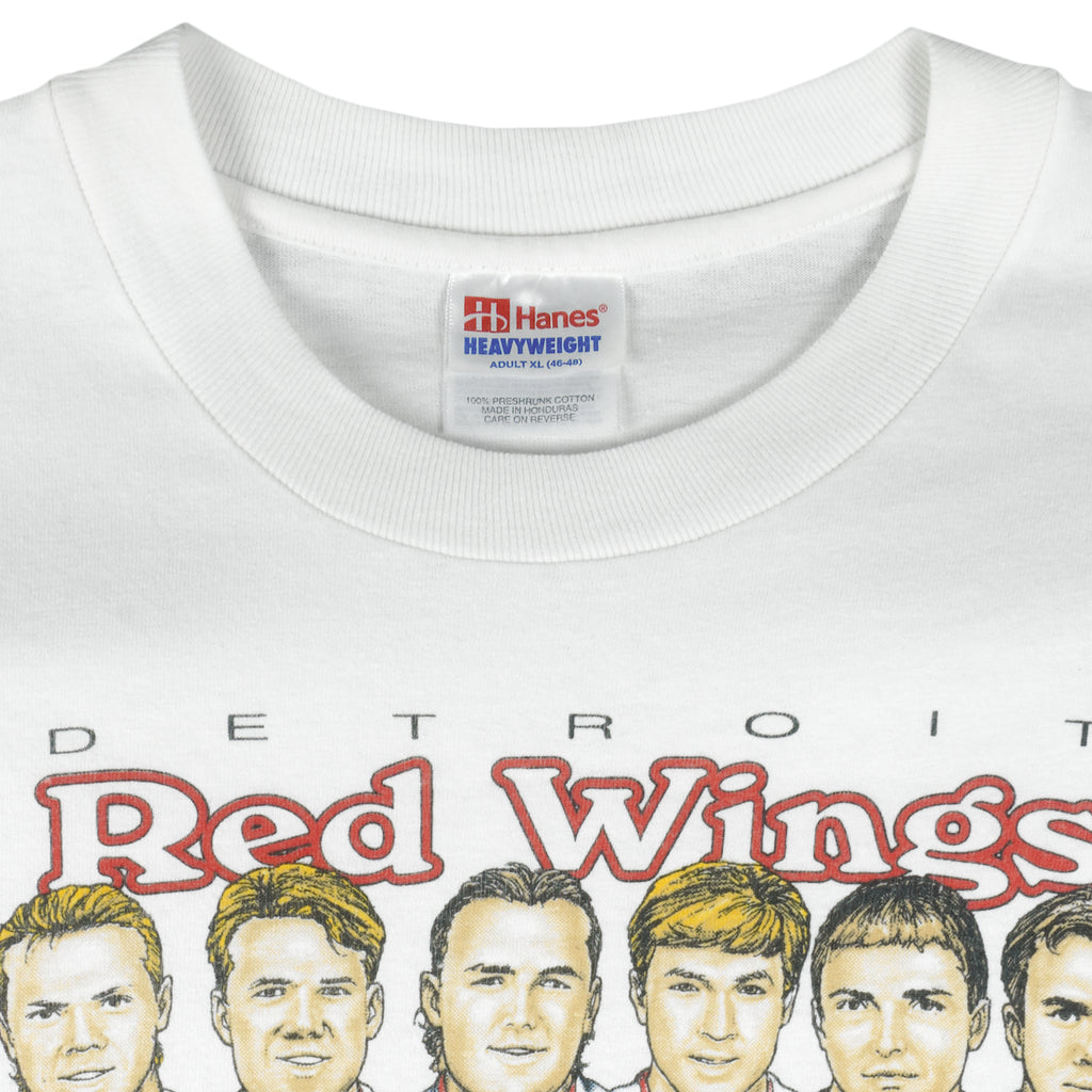 NHL (Hanes) - Red Wings Stanley Cup Champions Caricature T-Shirt 1997 X-Large Vintage Retro Hockey