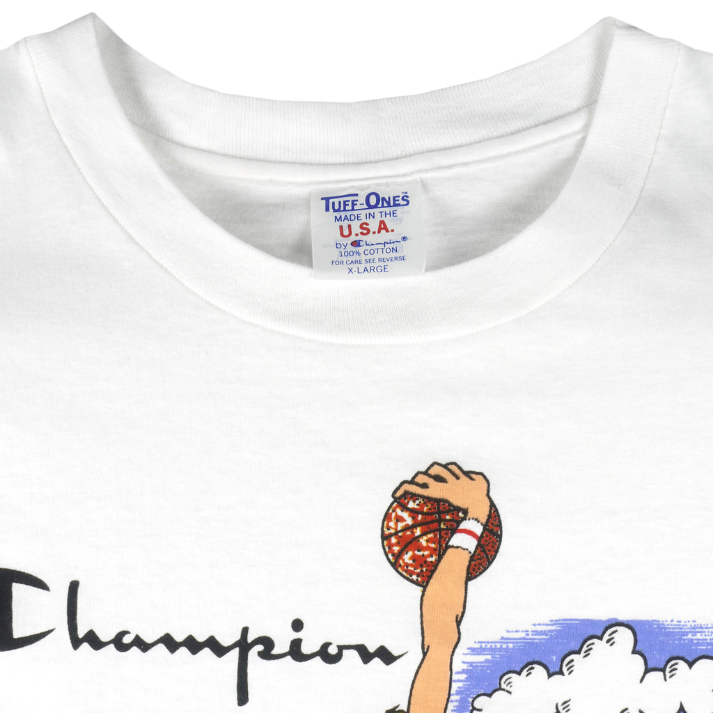 Champion - White Basketball USA T-Shirt 1990s X-Large Vintage Retro Basketball 