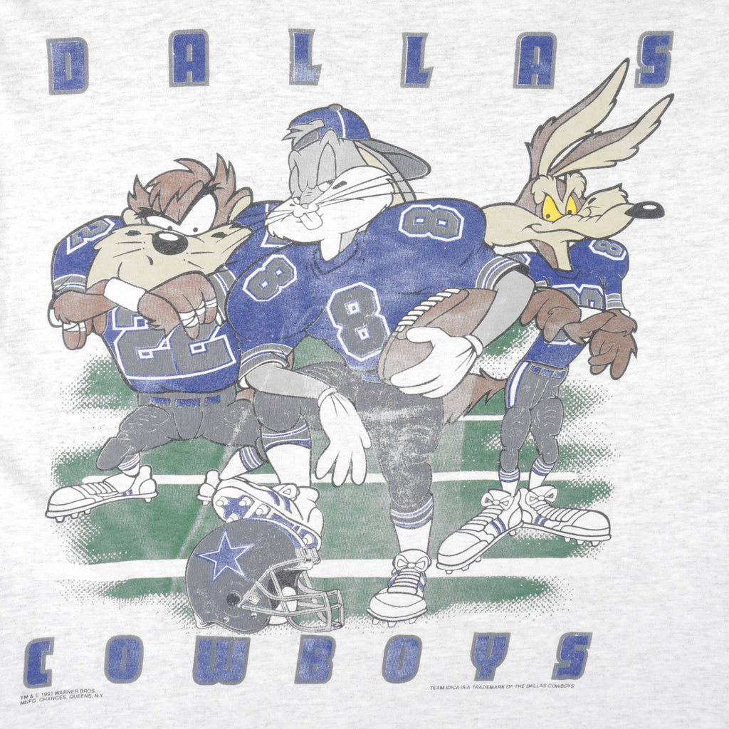 NFL (Tultex) - Cowboys VS Looney Tunes T-Shirt 1993 Large Vintage Retro Football
