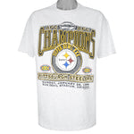 NFL (Hanes) - Pittsburgh Steelers AFC Champions T-Shirt 1995 X-Large Vintage Retro Football