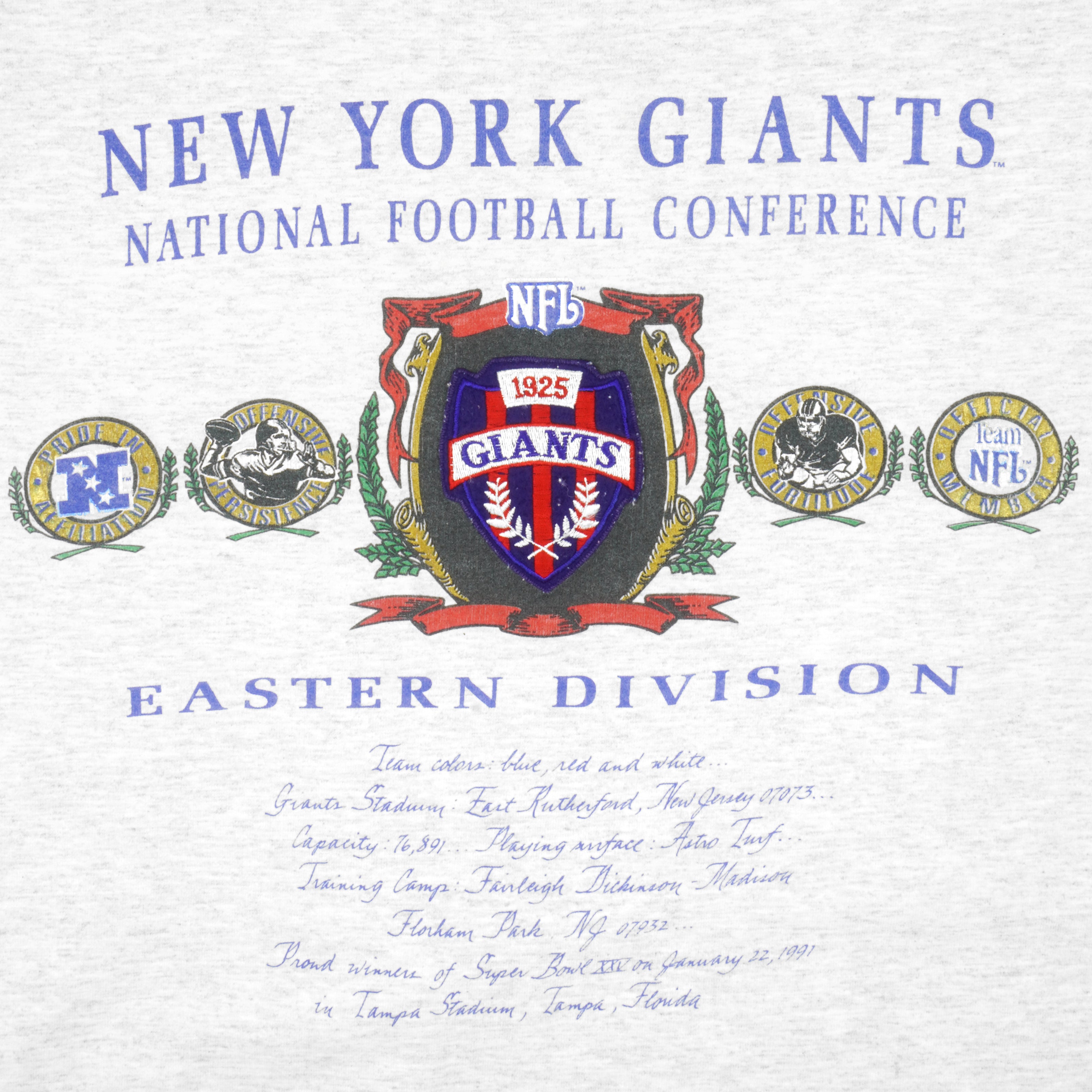 NFL (Nutmeg) - New York Giants Eastern Division T-Shirt 1990s Large Vintage Retro Football