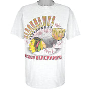 NHL (Magic Johnson Ts) - Grey Chicago Blackhawks T-Shirt 1994 Large Vintage Retro Hockey