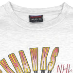 NHL (Magic Johnson Ts) - Grey Chicago Blackhawks T-Shirt 1994 Large Vintage Retro Hockey