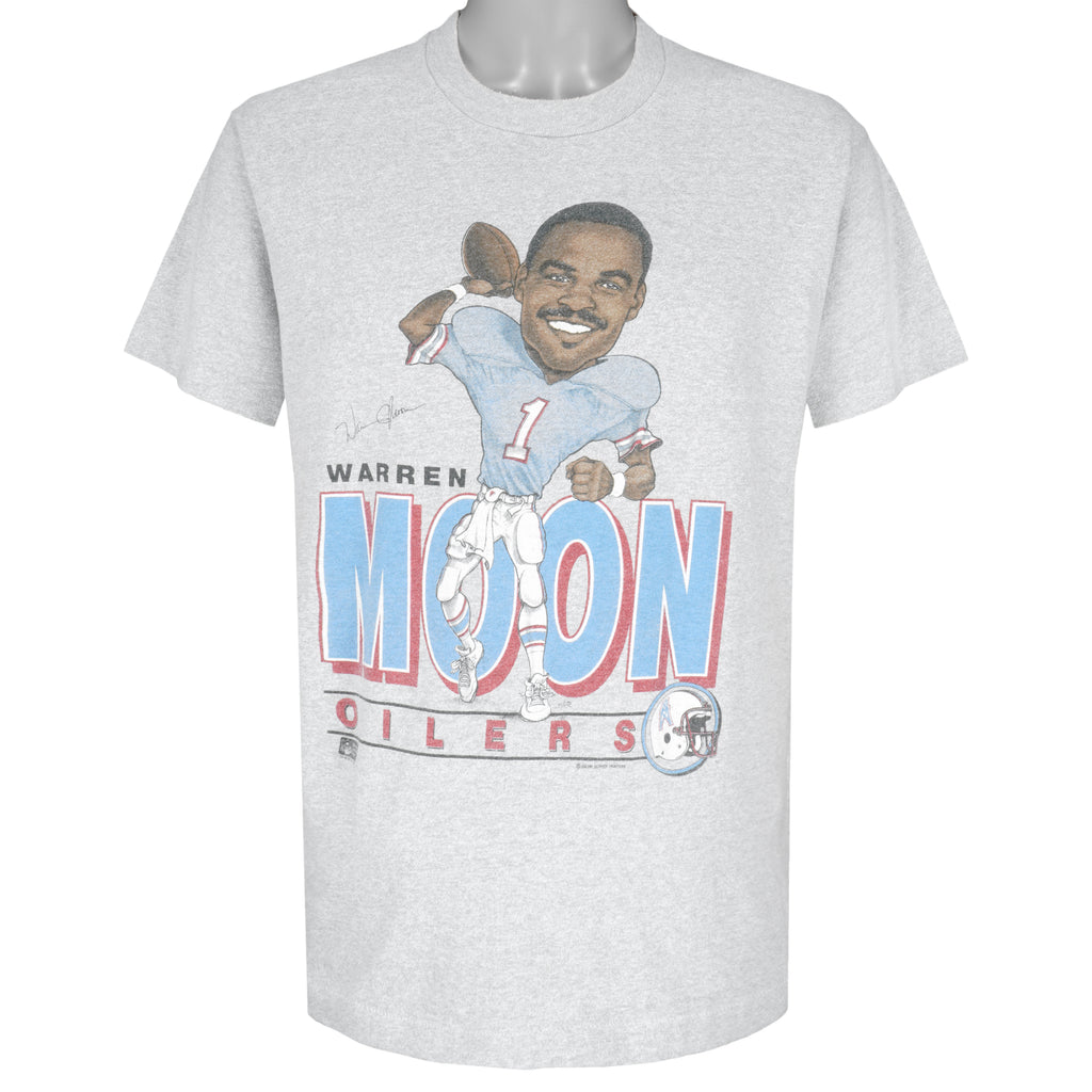 NFL (Salem) - Houston Oilers Warren Moon Caricature T-Shirt 1990s X-Large Vintage Retro Football