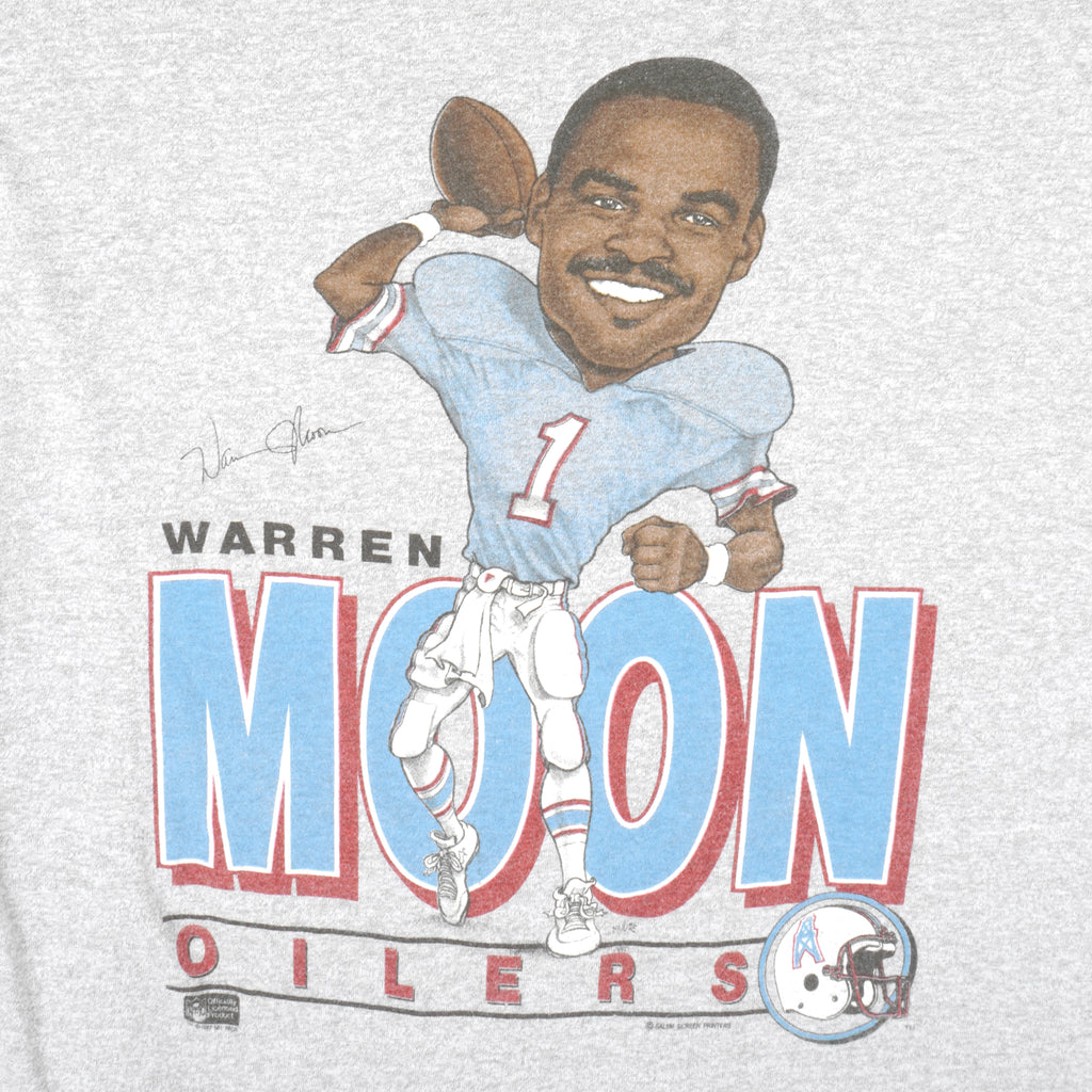 NFL (Salem) - Houston Oilers Warren Moon Caricature T-Shirt 1990s X-Large Vintage Retro Football