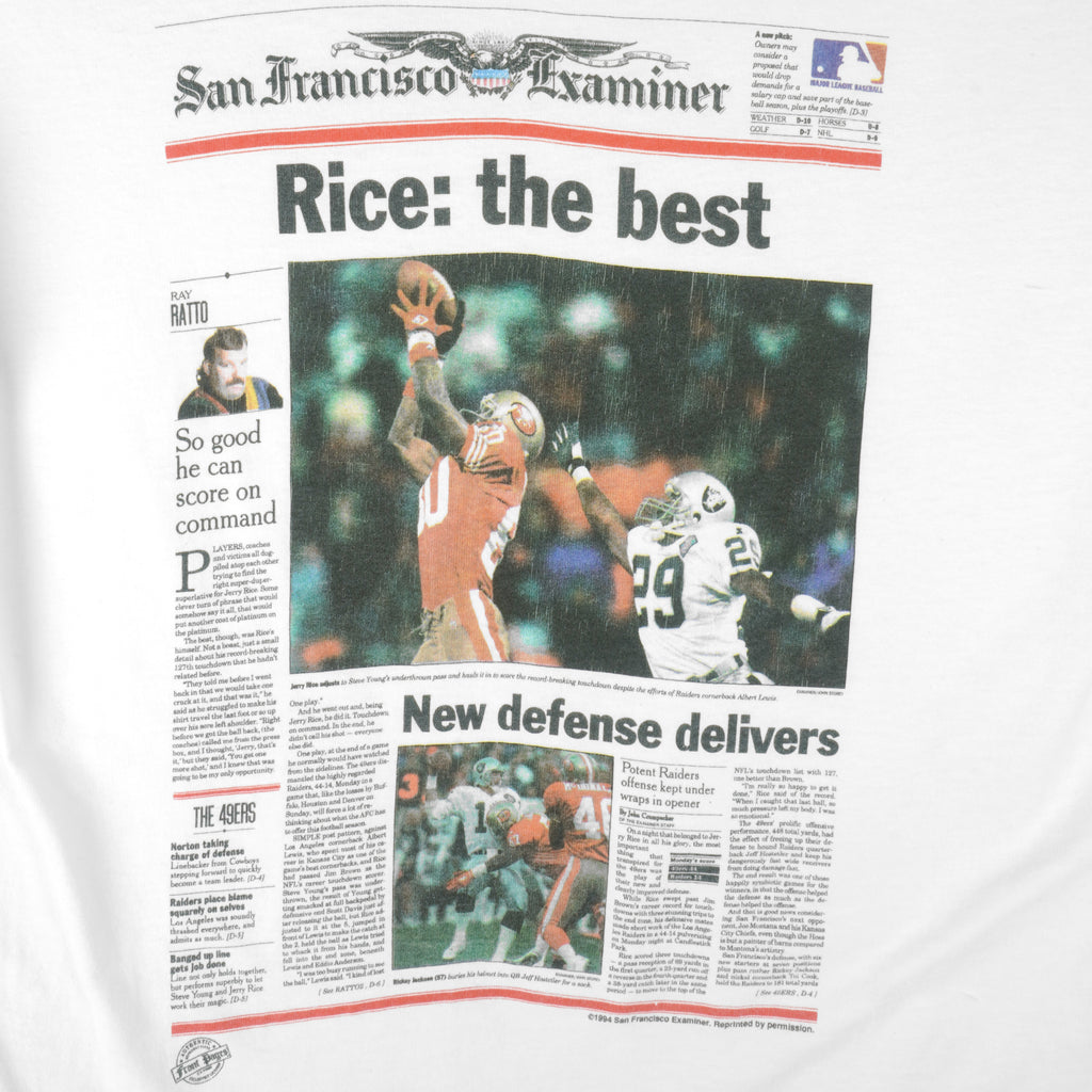 NFL (Front Page) - San Francisco 49ers T-Shirt 1994 Large Vintage Retro Football
